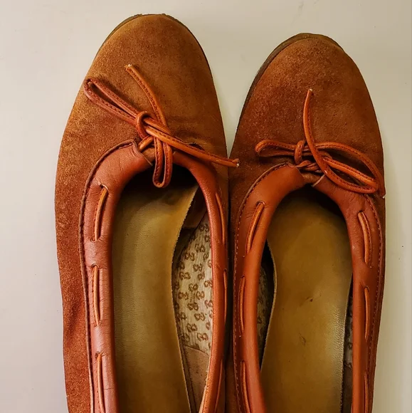 Indian Summer Vintage Orange Leather Suede Wedge Heels with Lacing - Picture 4 of 15